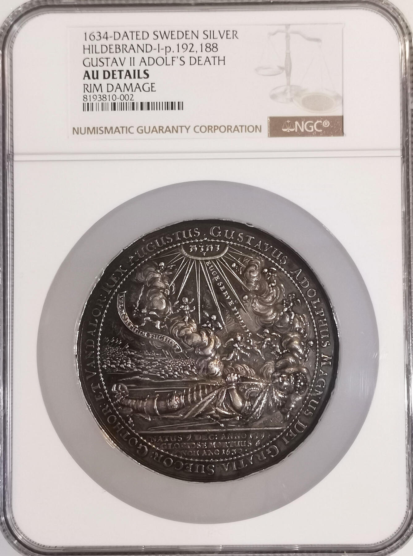 NGC-AUD 1634瑞典古斯塔夫二世之死纪念大银章