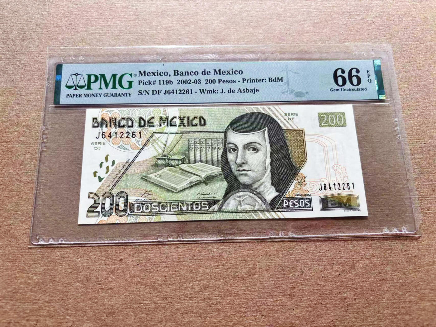 【Blue Auction】✨世界纸币精拍第536期【精】 墨西哥 2002-03年200比索 PMG66EPQ 