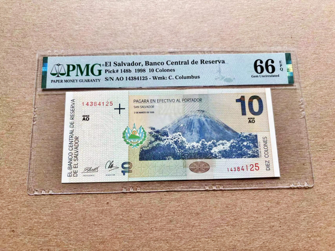 【Blue Auction】✨世界纸币精拍第536期【精】 萨尔瓦多 1998年10克朗 PMG66EPQ 