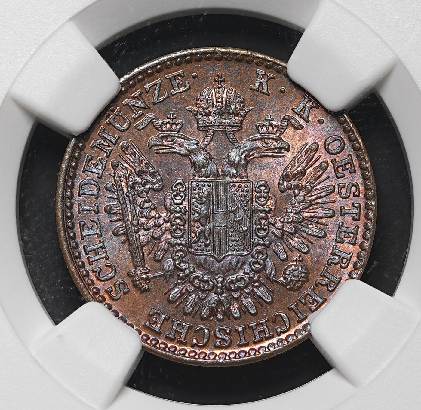 修遠堂世界钱币第三十八期 全场包邮 NGC MS64RB 1851年奥匈帝国-奥地利1/2克鲁泽铜币