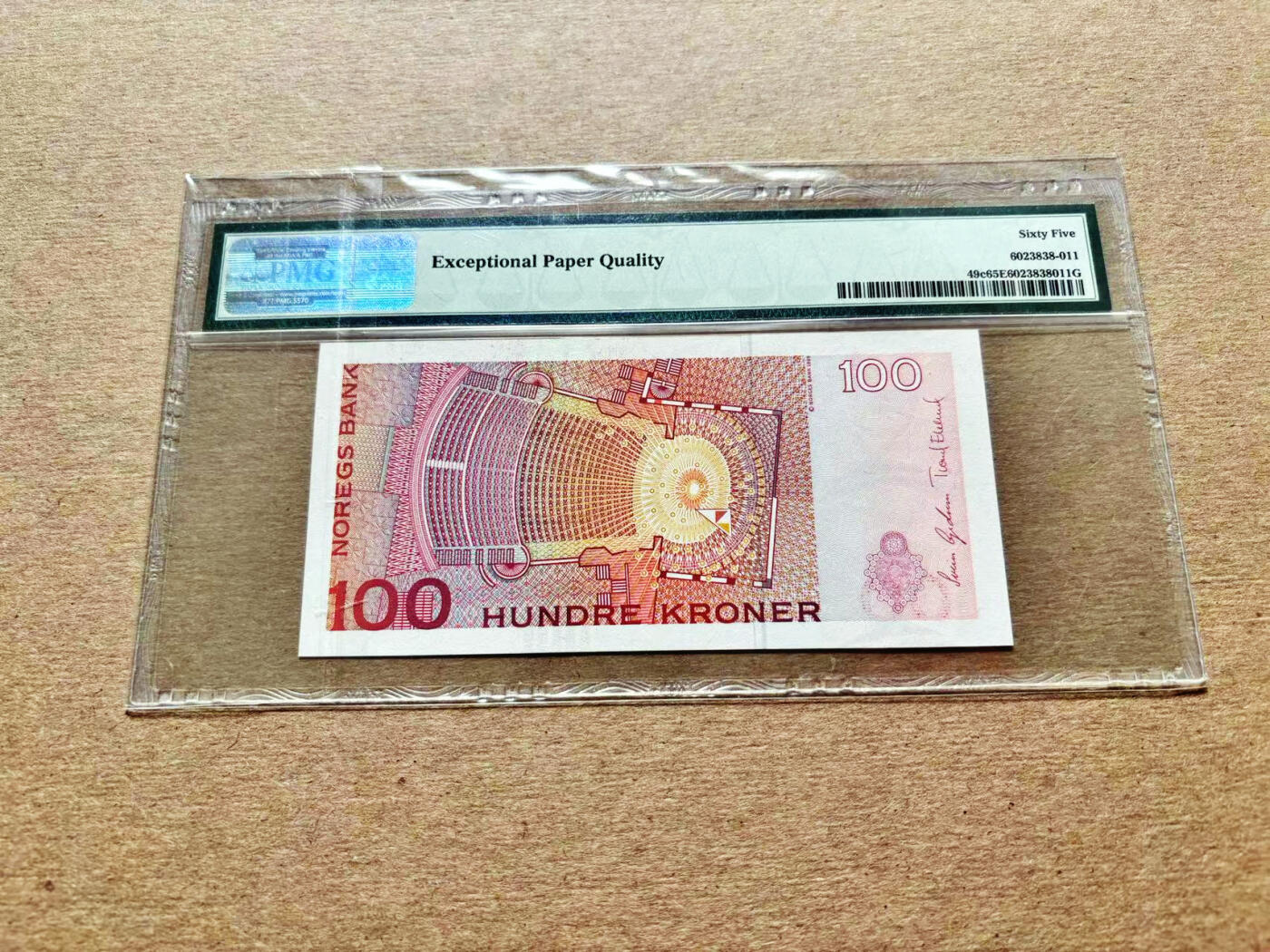 【Blue Auction】✨世界纸币精拍第536期【精】 【222豹子号】挪威 2006年100克朗 PMG65EPQ 