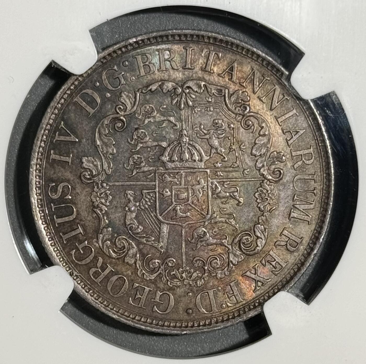 1822/1年骑字英属西印度1/2D半圆锚币 NGC MS63