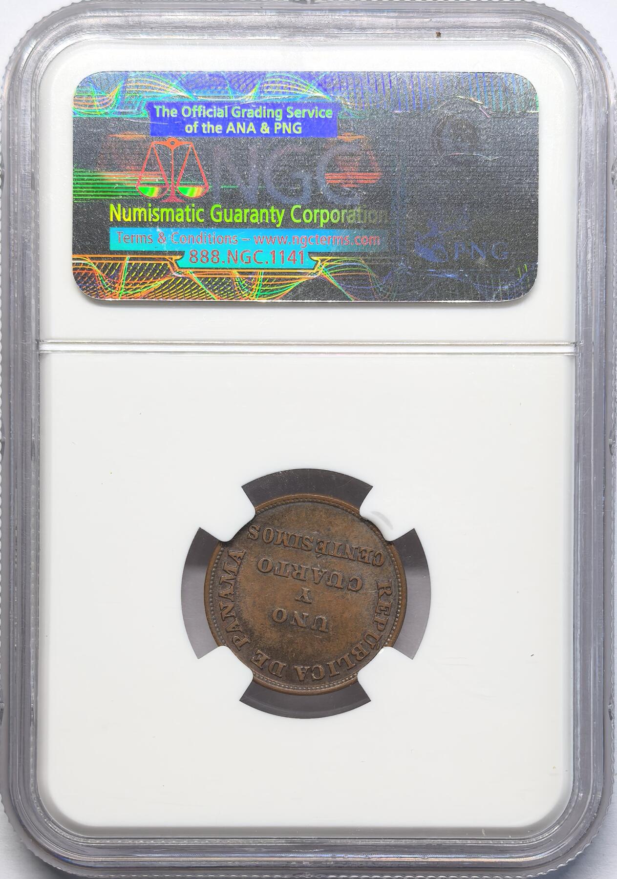 凡希社世界钱币微拍第二百八十三期 1940巴拿马1.25分铜币NGC-MS65，稀见面值，高分！