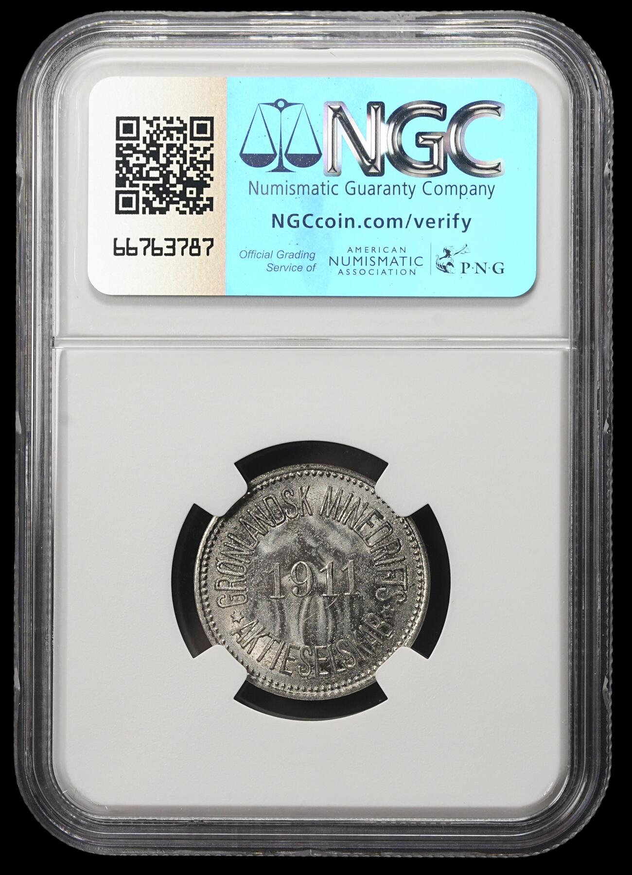 修遠堂世界钱币第三十八期 全场包邮 稀有 NGC MS64 格陵兰矿产公司100欧尔代用币  仅铸造5000枚