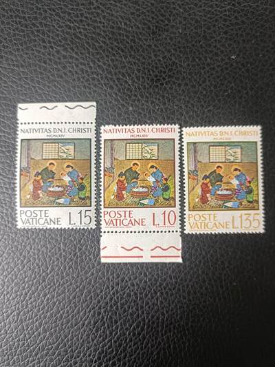 96外国邮票 梵蒂冈邮票1964年 圣诞节 教会传入日本 小泽木子绘画3全  新 - 96外国邮票 梵蒂冈邮票1964年 圣诞节 教会传入日本 小泽木子绘画3全  新