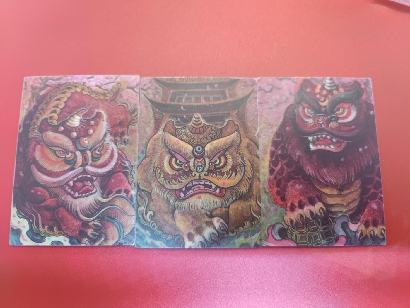 妖精的尾巴卡牌拍卖第二十六期(收拍品) 香山文创-醒狮卡-刘、关、张，镜面特卡3张
