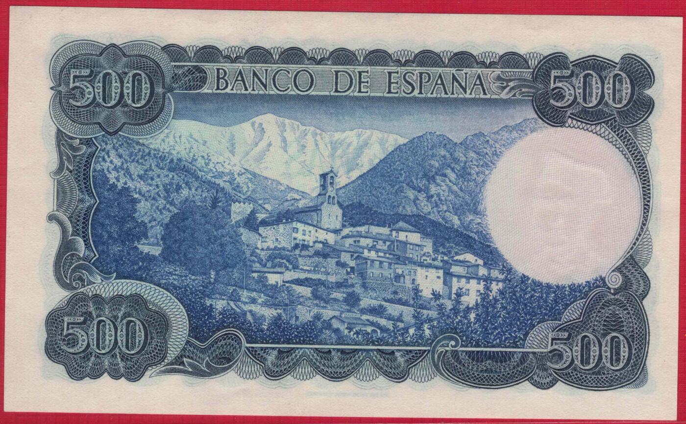 西班牙1971年500比塞塔 P-153 无4 签名如图 实物图 UNC