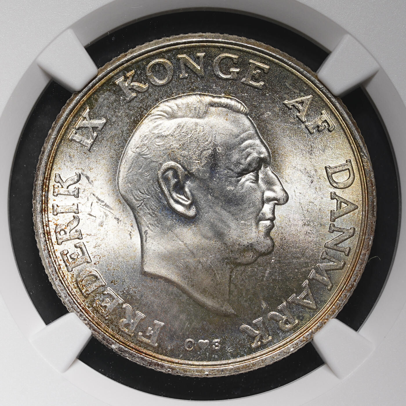 修遠堂世界钱币第三十八期 全场包邮 NGC MS65 1958年丹麦玛格丽特公主18周岁纪念2克朗银币