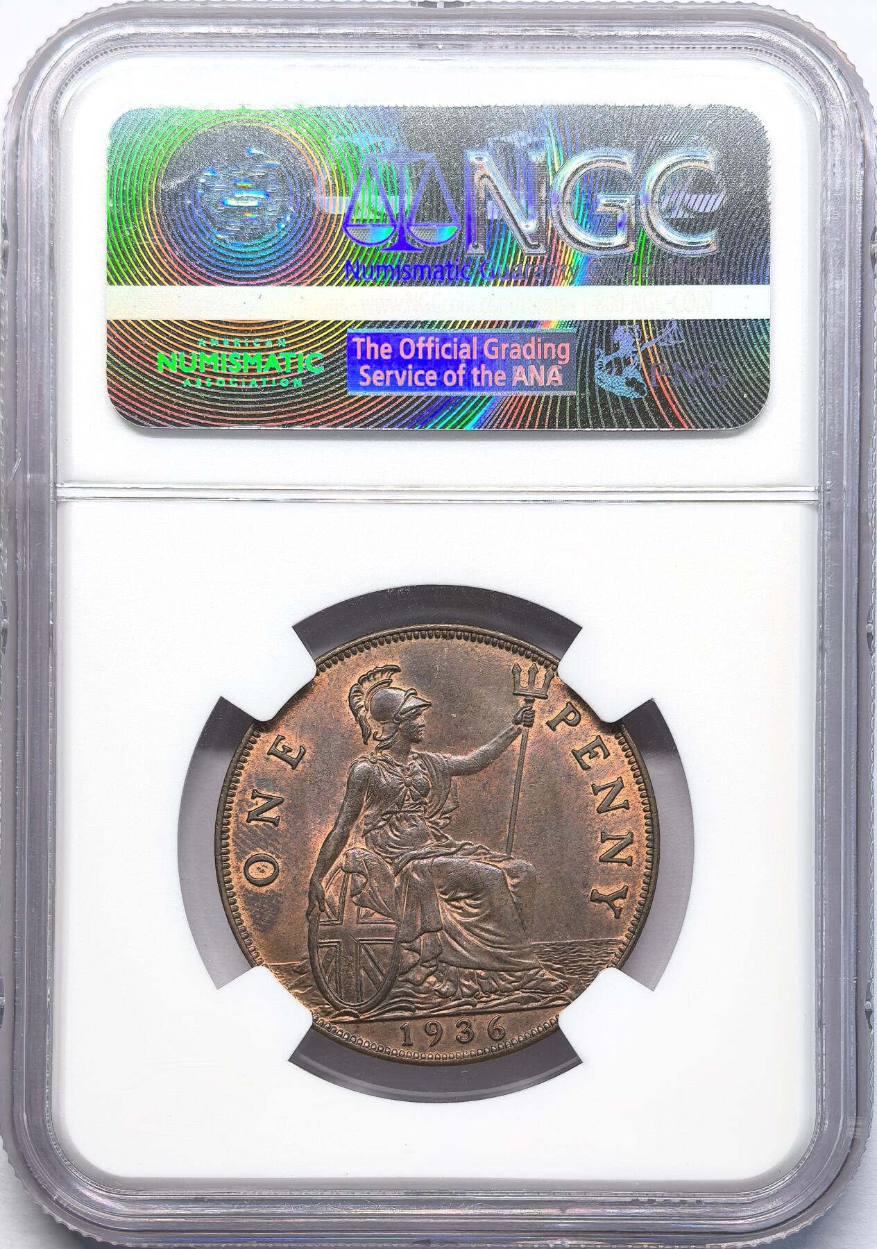 凡希社世界钱币微拍第二百八十三期 1936英国乔五便士大铜NGC-MS65