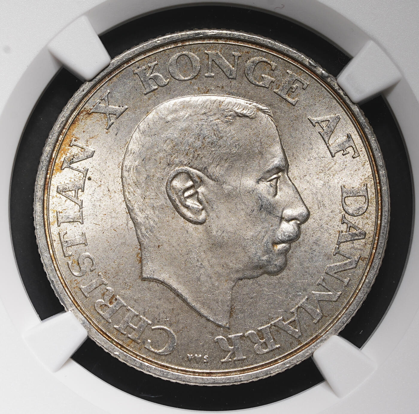 修遠堂世界钱币第三十八期 全场包邮 NGC MS64 1937年丹麦国王登基25周年纪念2克朗银币