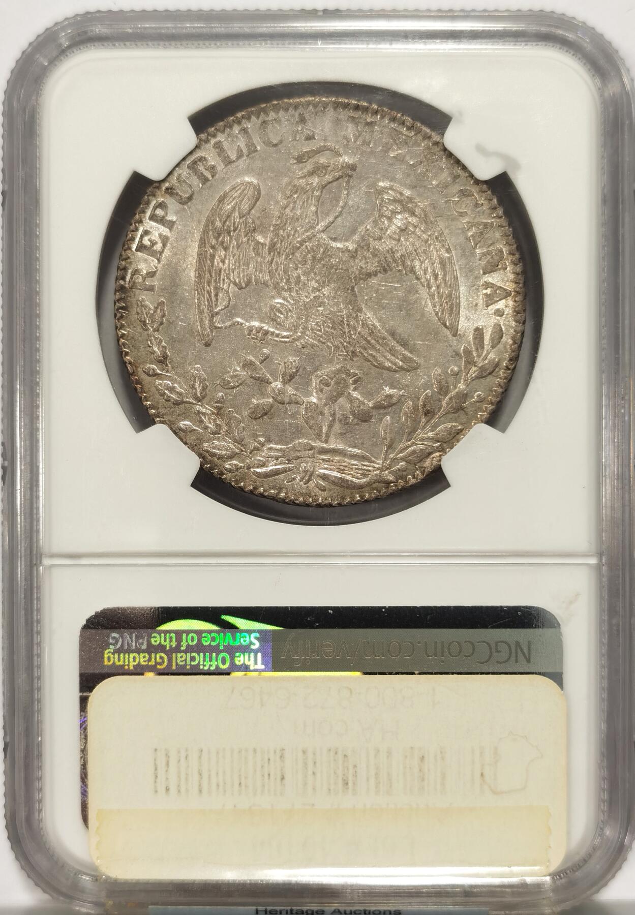 博洋堂“长夏未央”8月精品专场暨第089期（全场包邮） NGC MS63 墨西哥1846年GO PM版花边鹰洋，少见早期六级鹰，国外起飞品种，带藏家原始纸袋