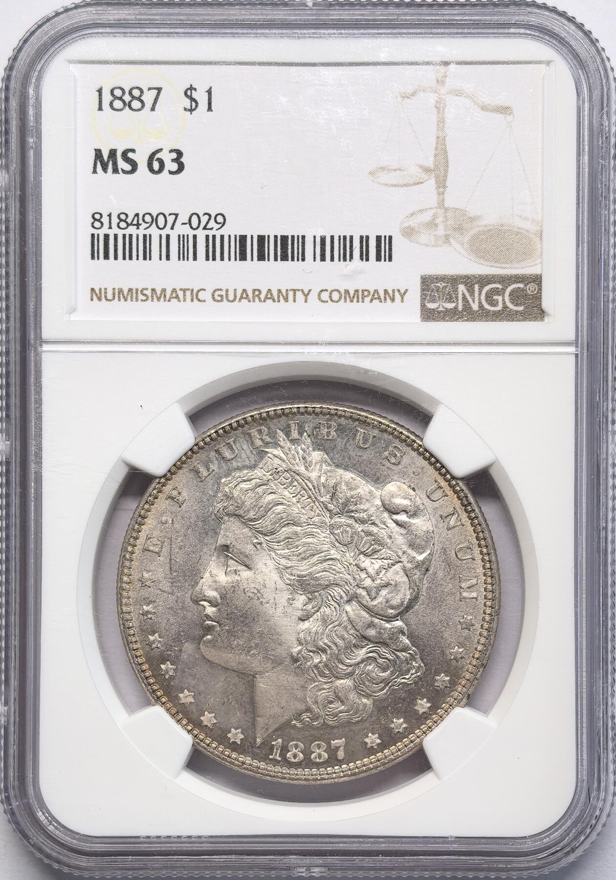 凡希社世界钱币微拍第二百八十三期 1887美国摩根壹元NGC-MS63