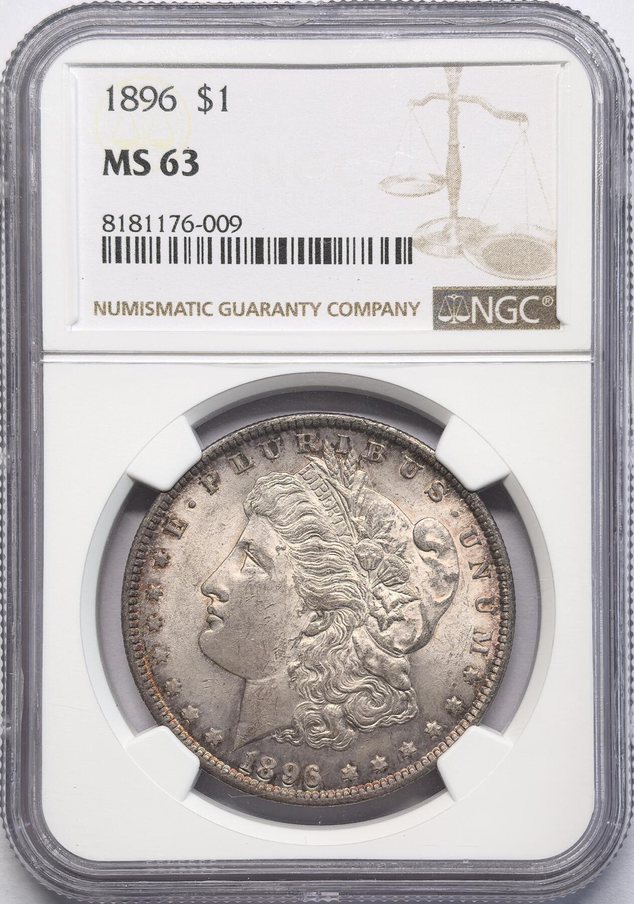 凡希社世界钱币微拍第二百八十三期 1896美国摩根壹元NGC-MS63
