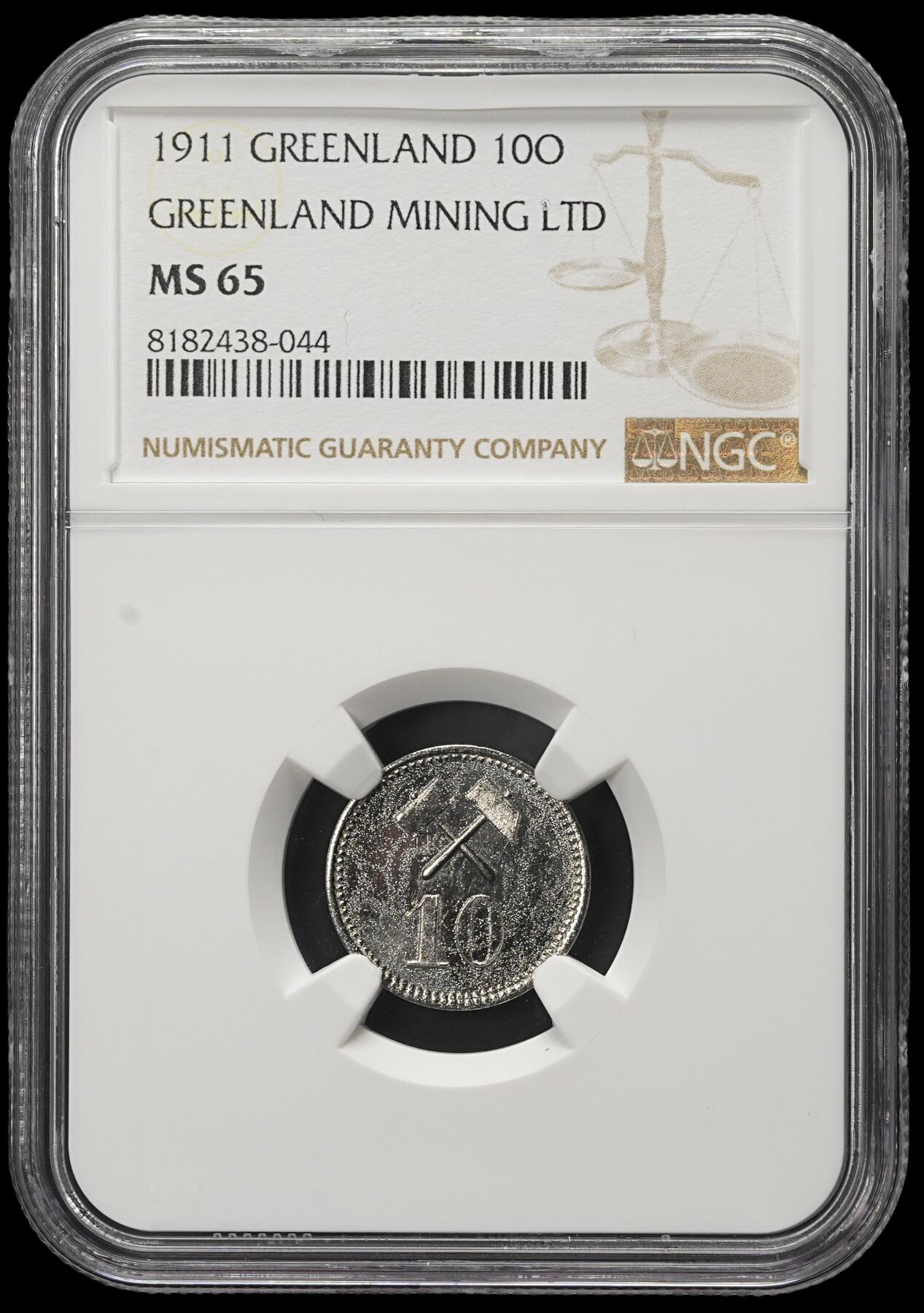 修遠堂世界钱币第三十八期 全场包邮 稀有 NGC MS65 格陵兰矿产公司10欧尔代用币 冠军分 仅铸造5000枚
