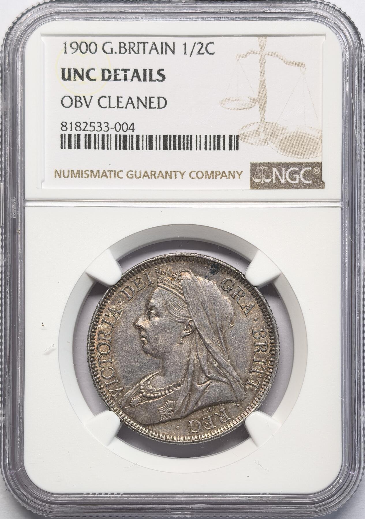 凡希社世界钱币微拍第二百八十三期 1900英国老维批纱1/2克朗NGC-UNCD