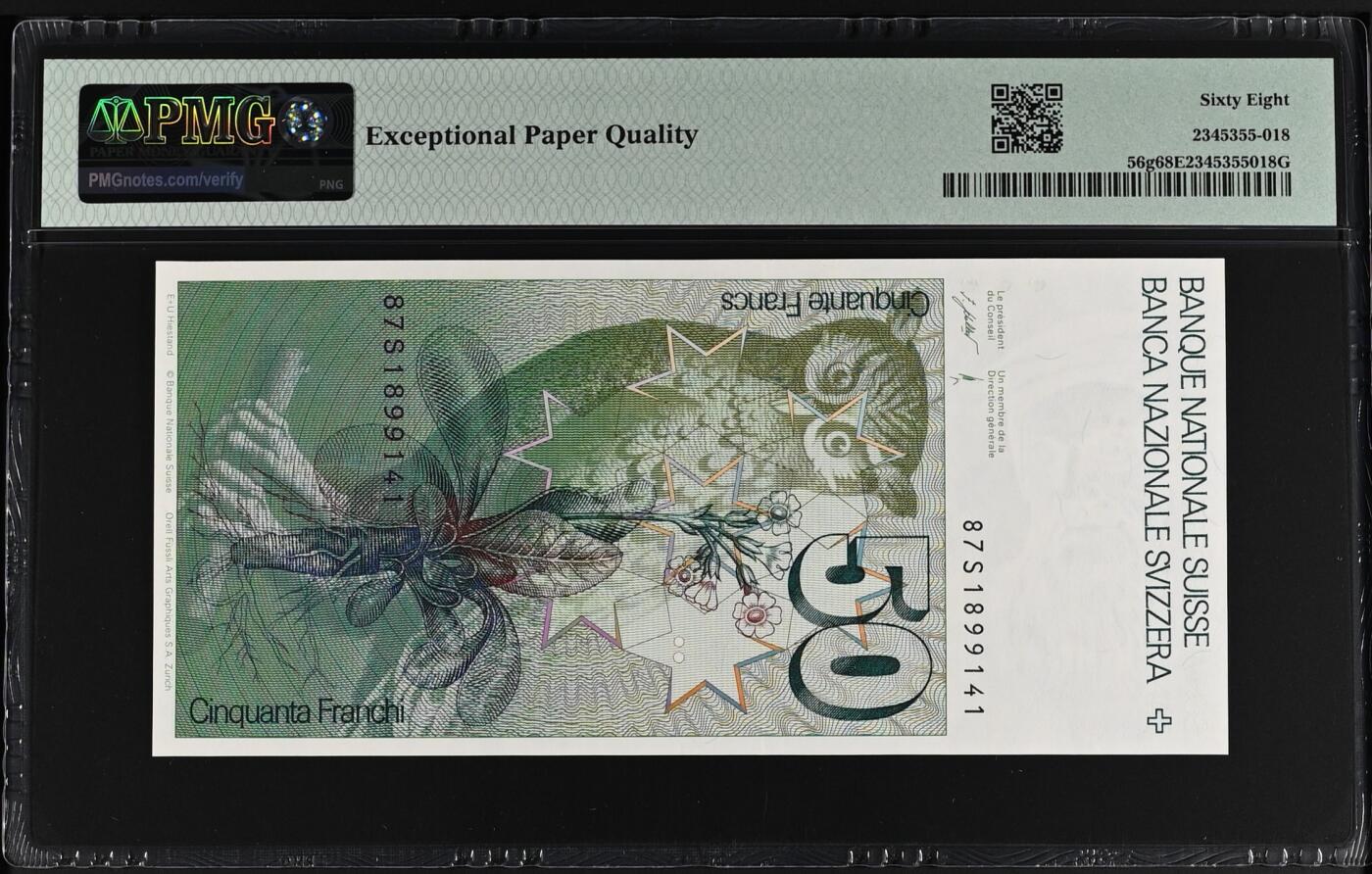收藏联盟Quantum Auction 第373期拍卖  瑞士1987年50法郎 PMG68 仅一张更高分