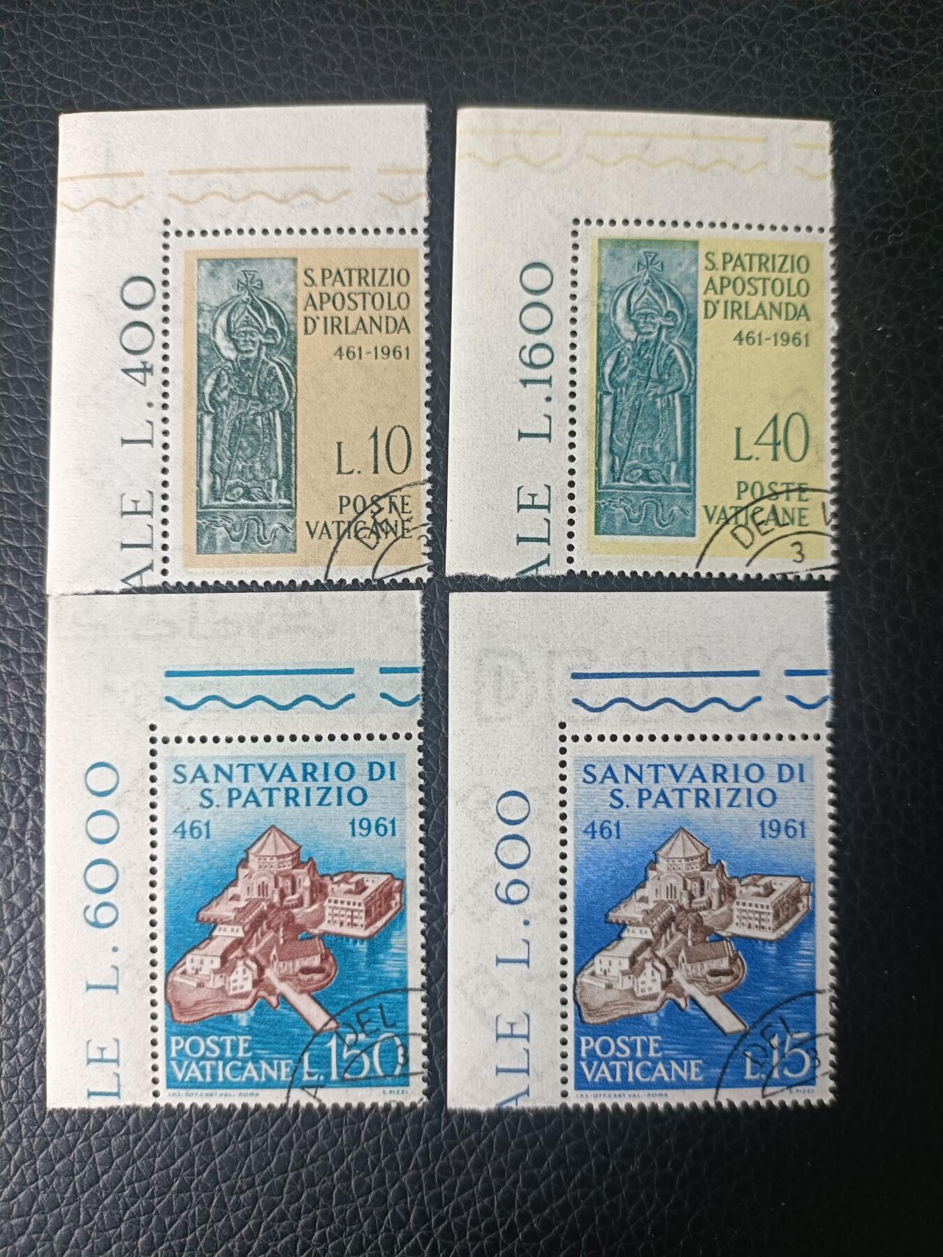 97外国邮票 梵蒂冈1961年 圣帕特里克雕塑 建筑 4全 销票