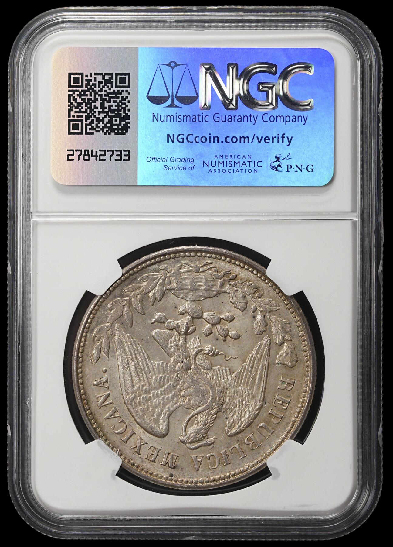 修遠堂世界钱币第三十八期 全场包邮 NGC MS64 1903年墨西哥1比索鹰洋大银币 阴阳面包浆 一面极美五彩 一面黄油彩 观感极佳 2020年SBP同分白币成交价552美金
