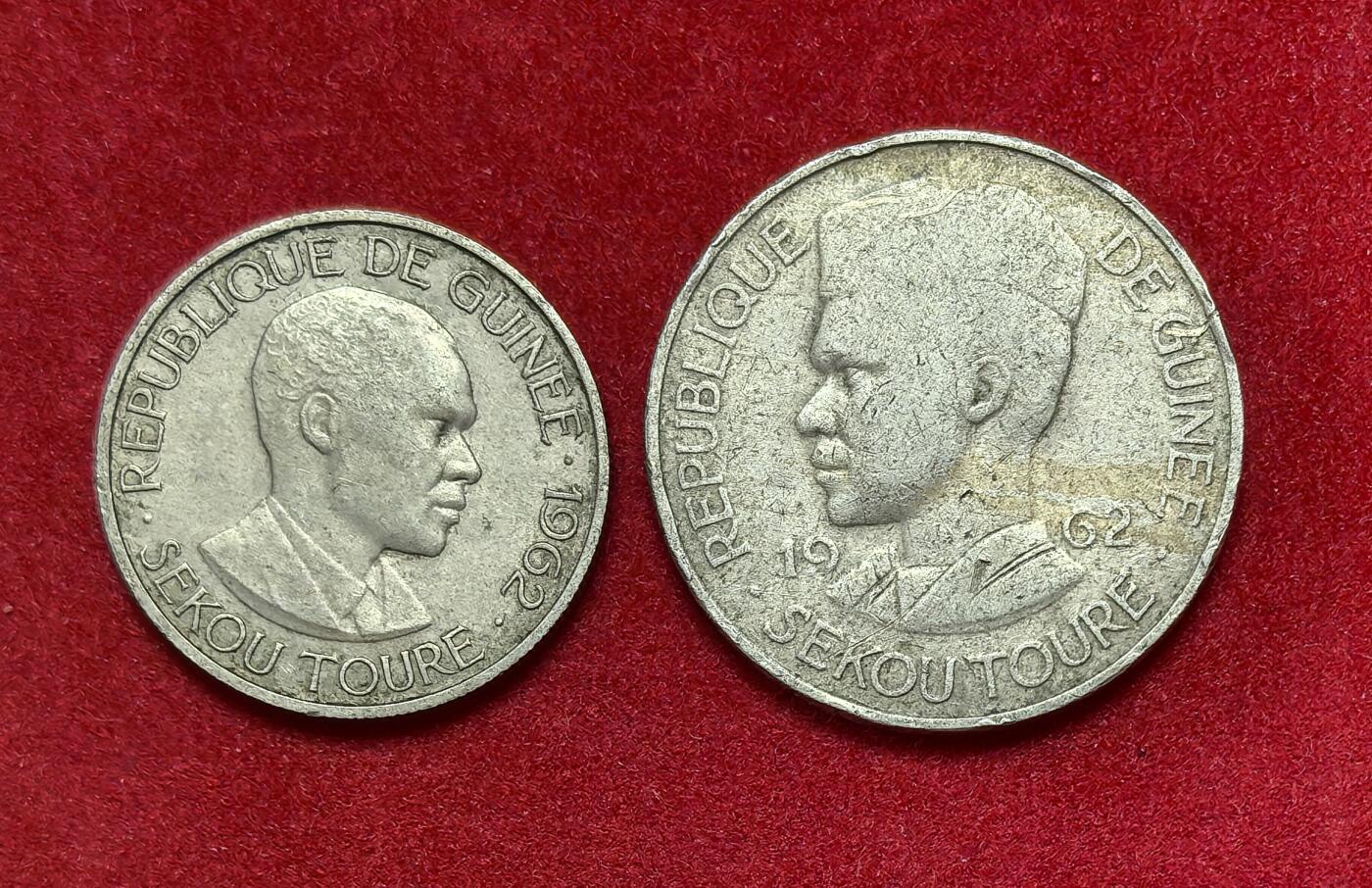 凡希社世界钱币微拍第二百八十三期 1962几内亚5/10法郎两枚