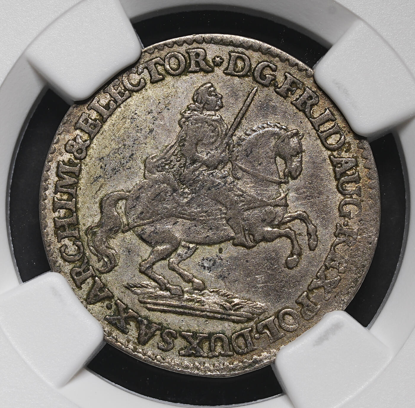 修遠堂世界钱币第三十八期 全场包邮 NGC AU50 1741年萨克森马剑2格罗申银币 少见品种 盒子标签面值有误