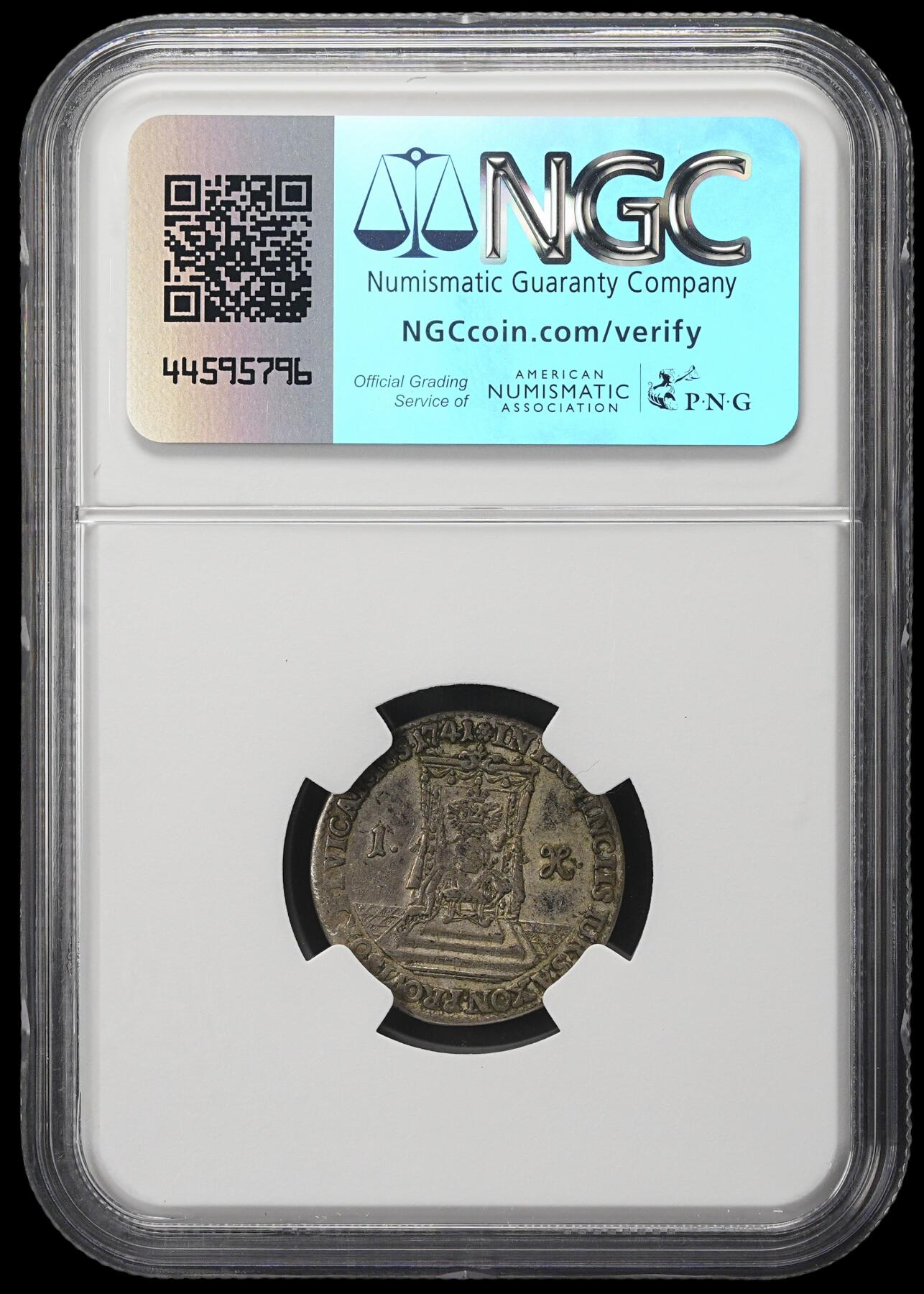 修遠堂世界钱币第三十八期 全场包邮 NGC AU50 1741年萨克森马剑2格罗申银币 少见品种 盒子标签面值有误