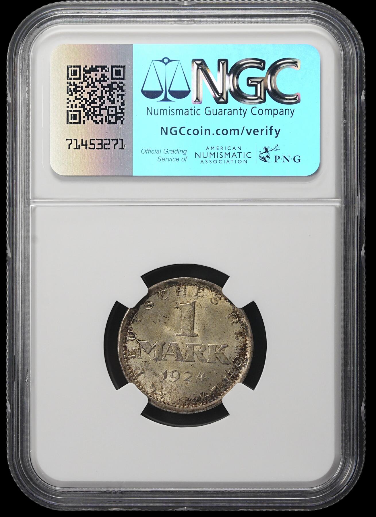 修遠堂世界钱币第三十八期 全场包邮 NGC MS63 1924年德国1马克银币A厂铭