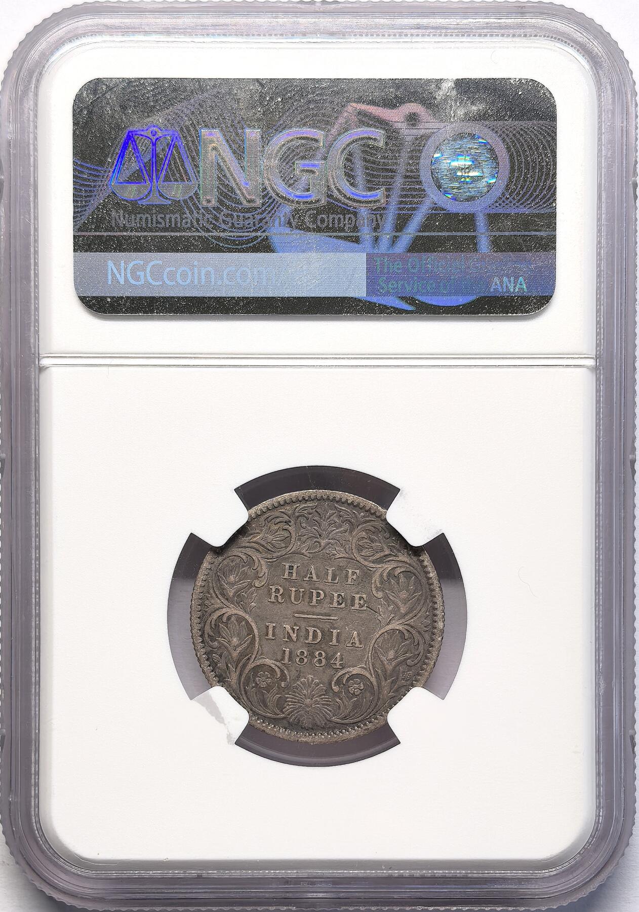 凡希社世界钱币微拍第二百八十三期 1884C英属印度小维1/2卢比NGC-F15