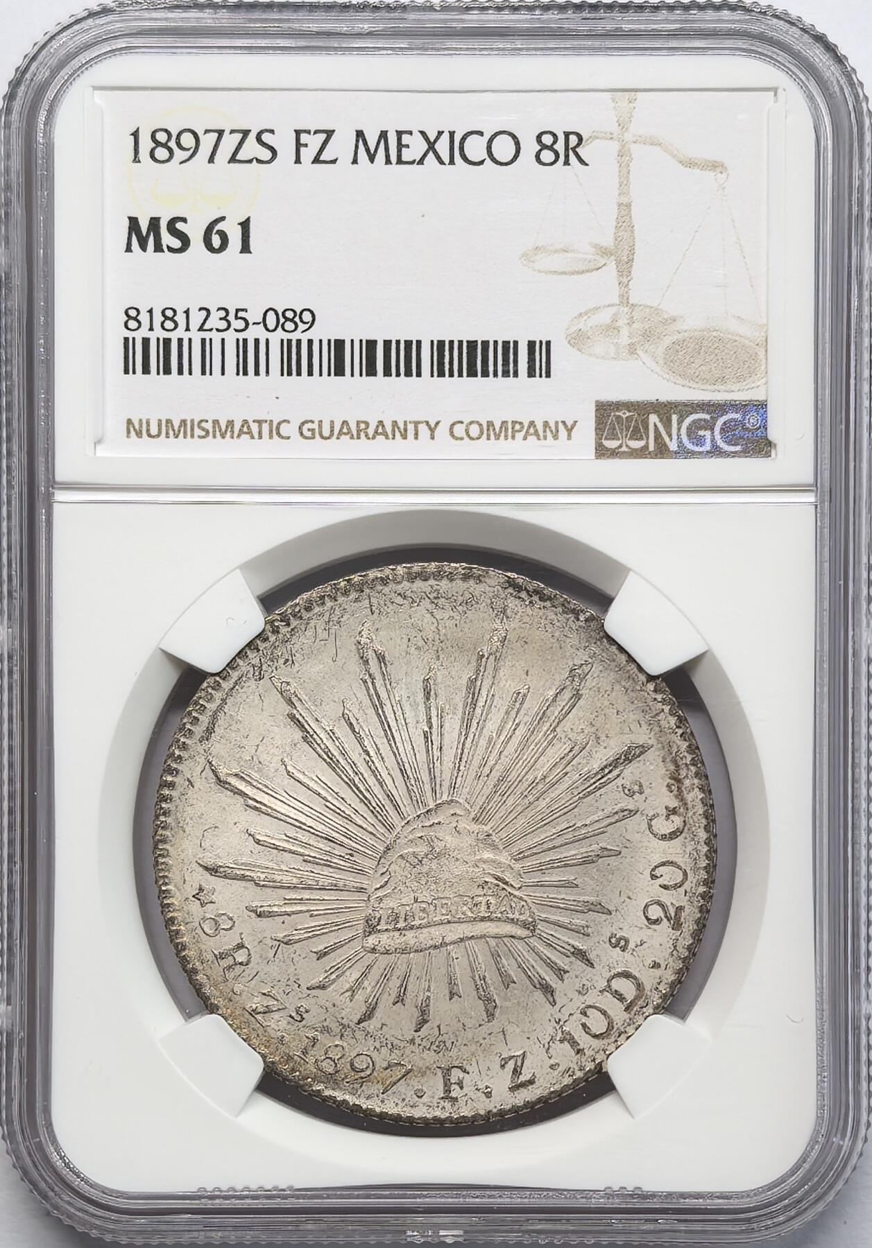 凡希社世界钱币微拍第二百八十三期 1897ZS墨西哥花边鹰洋NGC-MS61