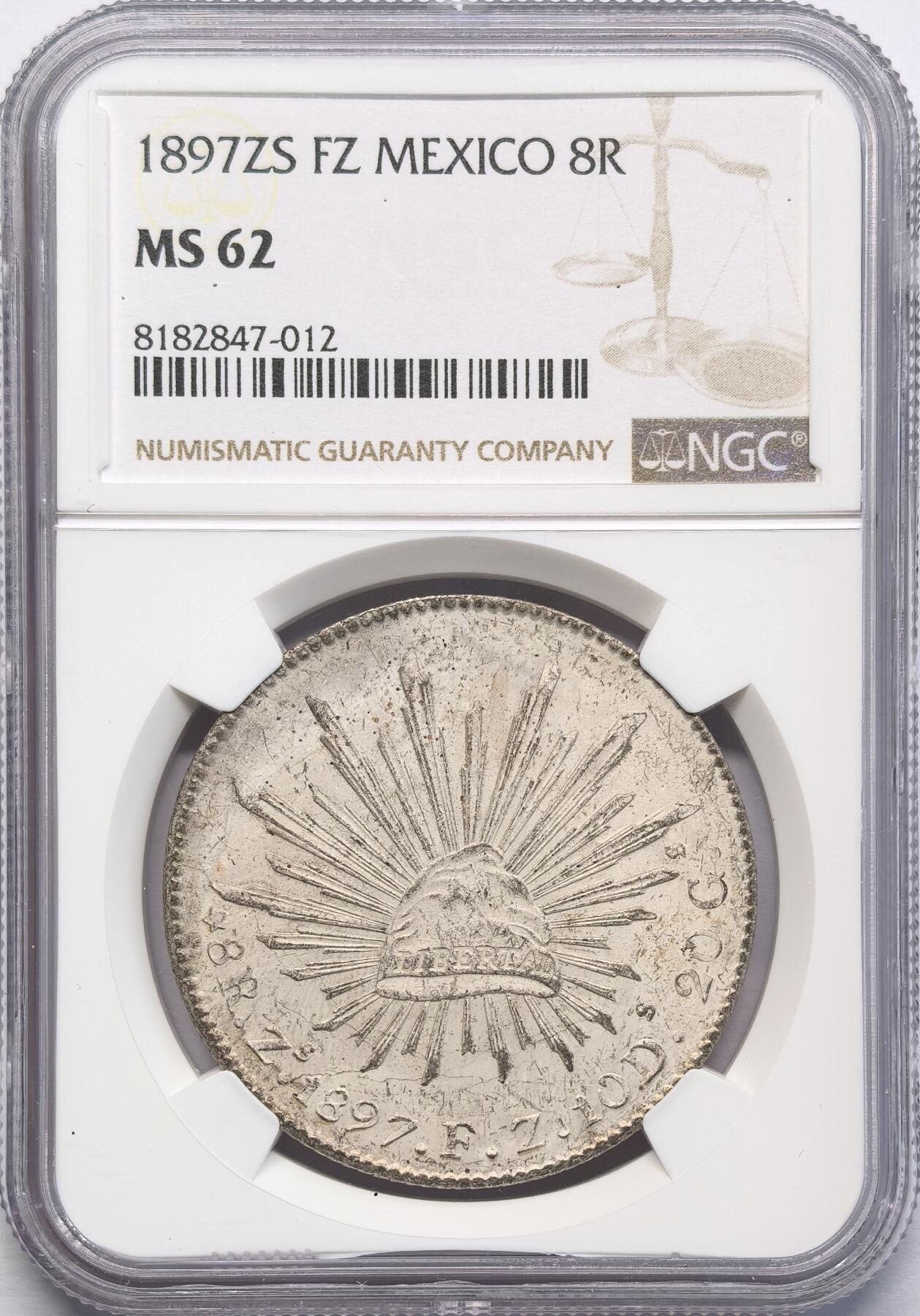 凡希社世界钱币微拍第二百八十三期 1897ZS墨西哥花边鹰洋NGC-MS62