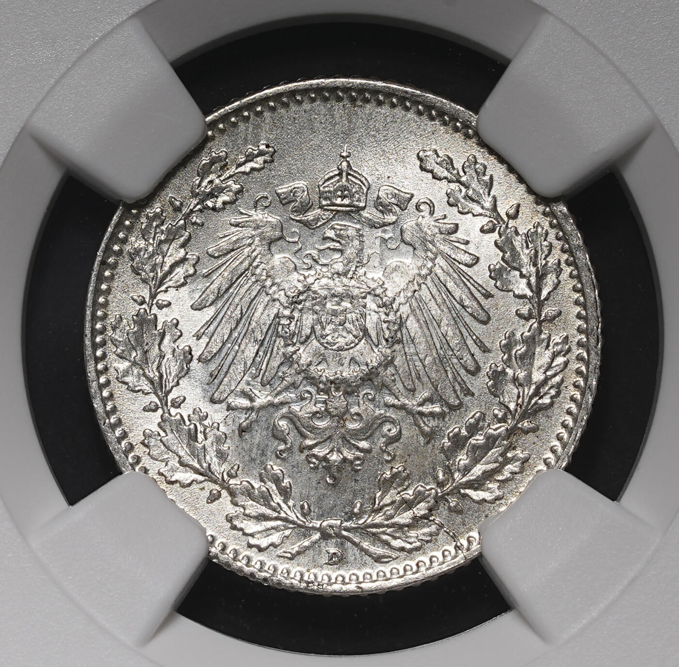 修遠堂世界钱币第三十八期 全场包邮 NGC MS65 1917年德国1/2马克银币 D厂铭