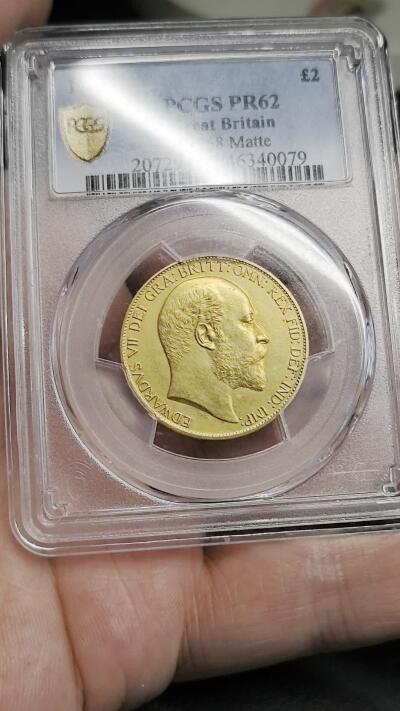 凡希社世界钱币微拍第二百八十三期 荐！1902英国爱德华七世2镑金币PCGS-PR62，精铸matte，15.976g，917金。