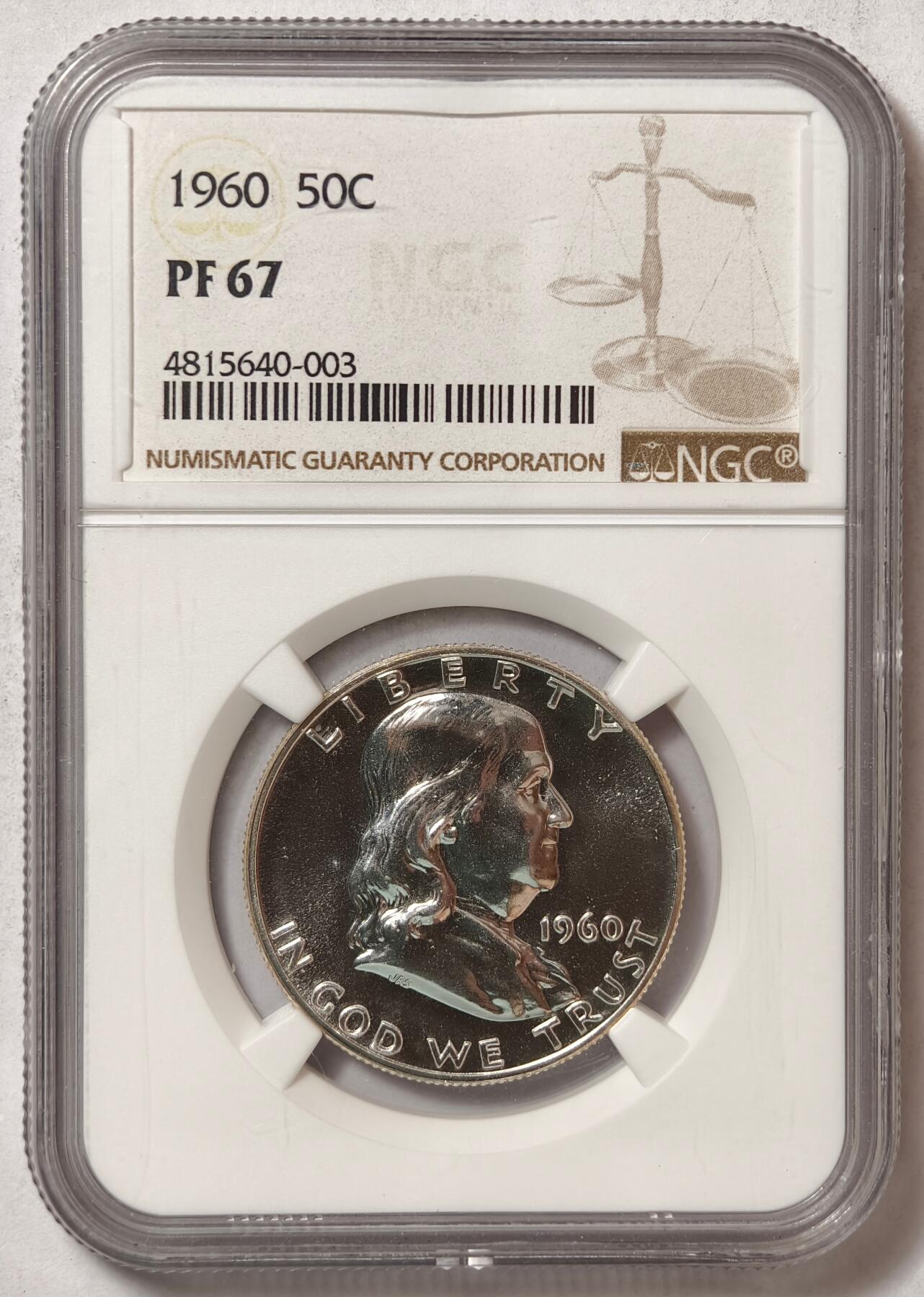 紫瑗钱币——第414期 美国 1960年 富兰克林 50美分 半美元 NGC PF67