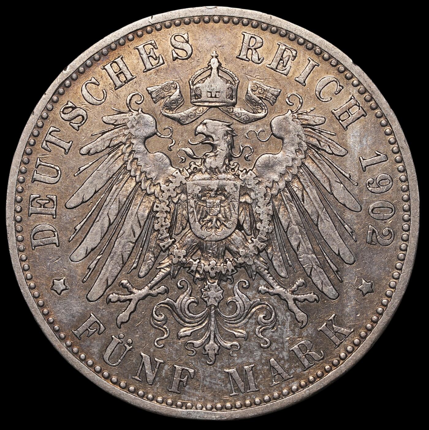 修遠堂世界钱币第三十八期 全场包邮 1902年巴伐利亚5马克大银币
