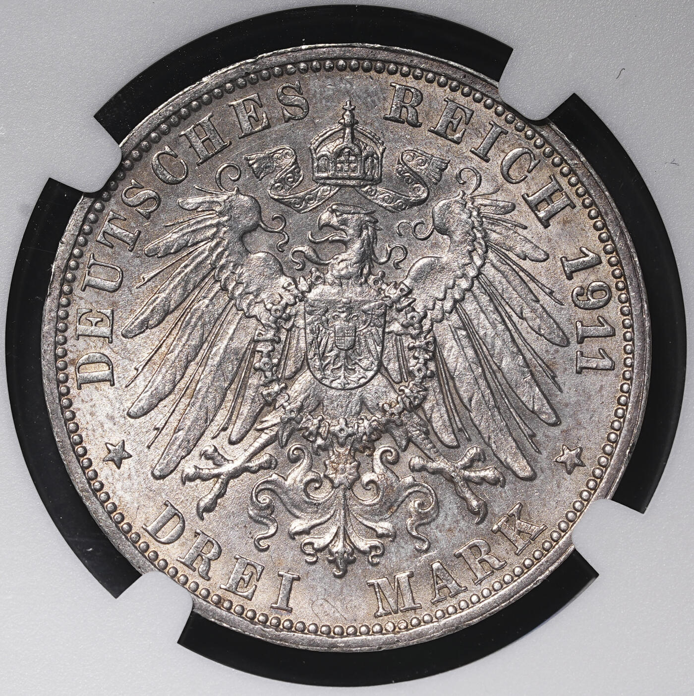 修遠堂世界钱币第三十八期 全场包邮 NGC MS63 1911年符腾堡国王银婚纪念3马克银币