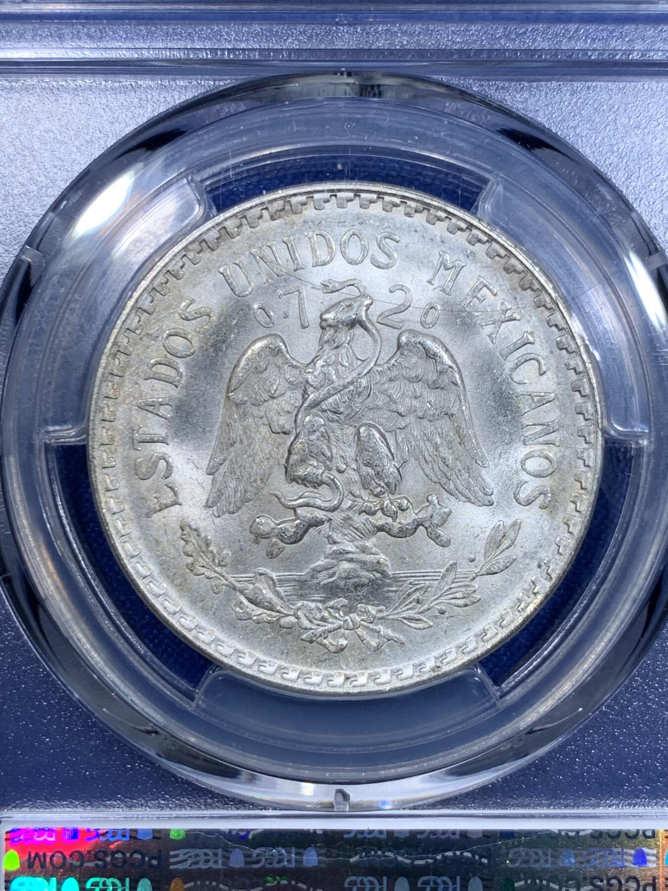 《竞宝斋》第303场   周日，周一 2场连拍 （全场包邮） PCGS MS66 墨西哥1944年1比索银币 小鹰洋 高分好品