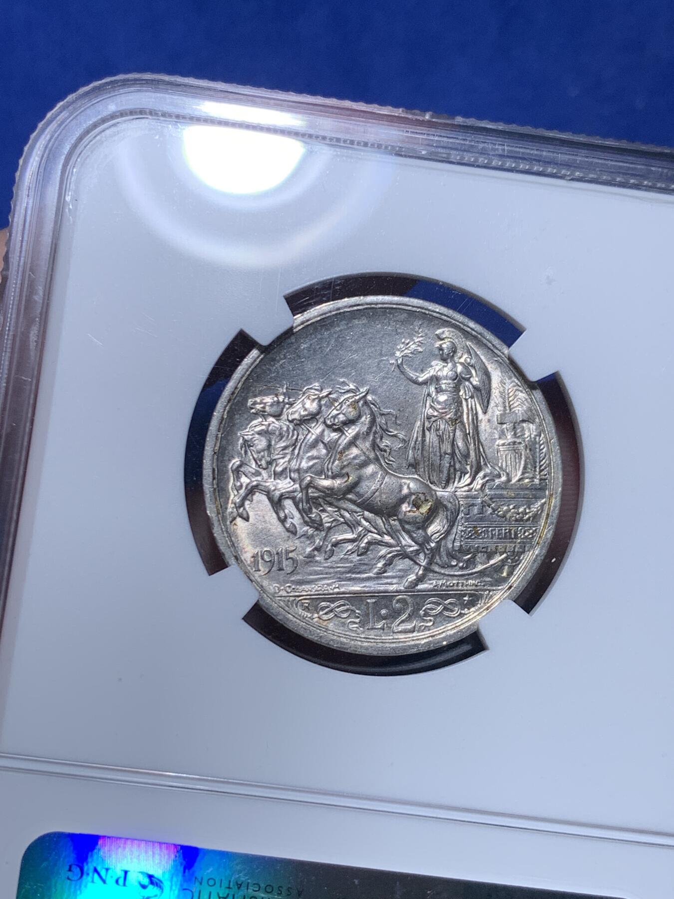《竞宝斋》第303场   周日，周一 2场连拍 （全场包邮） NGC MS62 意大利1915年四马拉车 经典品种