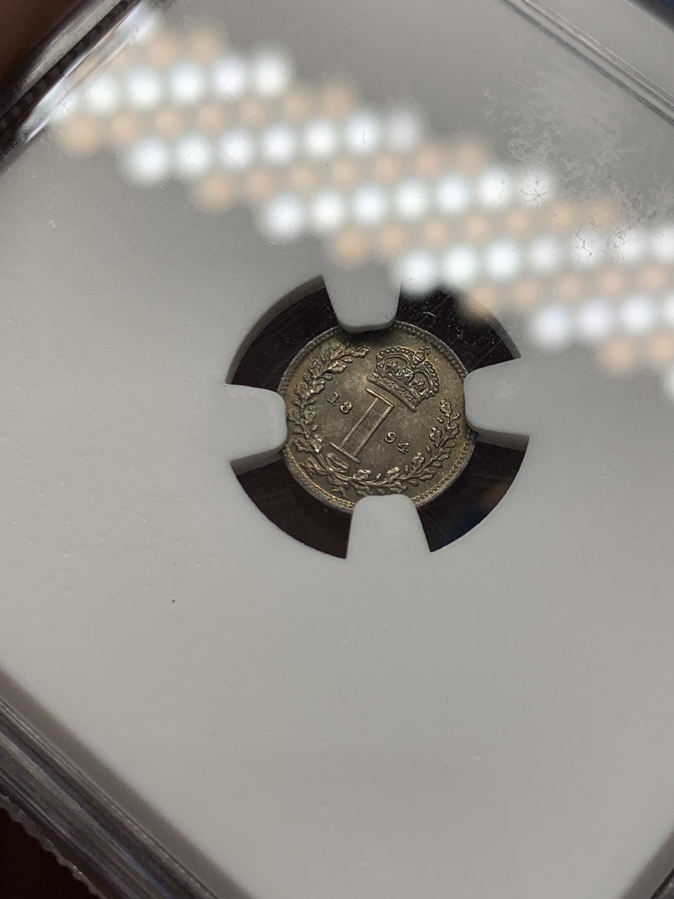 《竞宝斋》第303场   周日，周一 2场连拍 （全场包邮） NGC MS65 英国 1894年 维多利亚 1便士濯足银币 凑版必备
