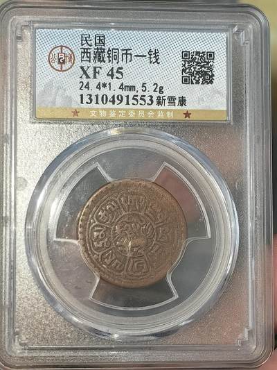 【XF45】公博评级西藏铜币一钱新雪康 - 【XF45】公博评级西藏铜币一钱新雪康