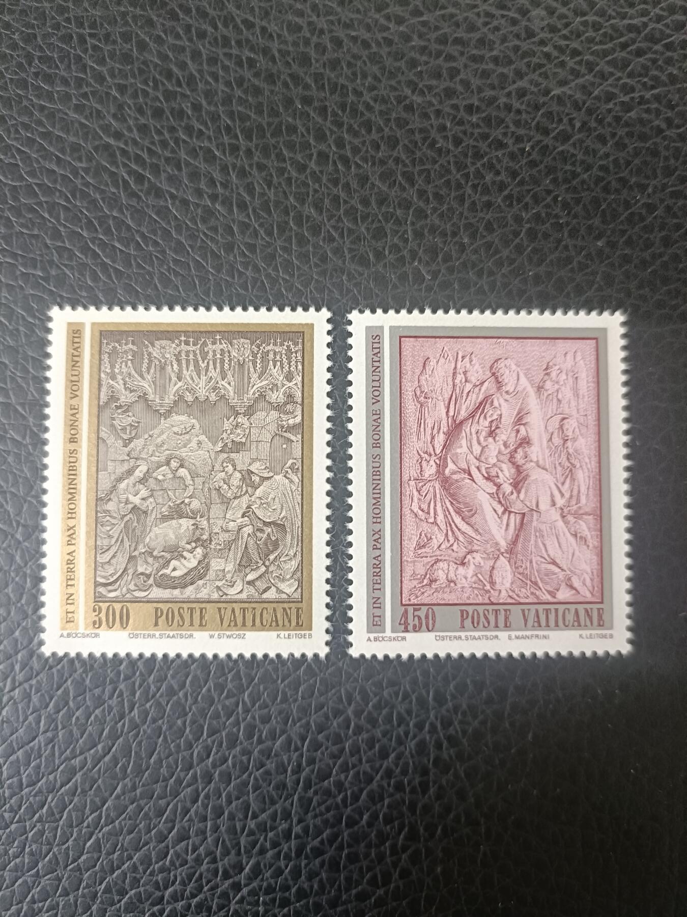 108外国邮票 梵蒂冈1982年 耶稣降生宗教浮雕2全 新 雕刻版
