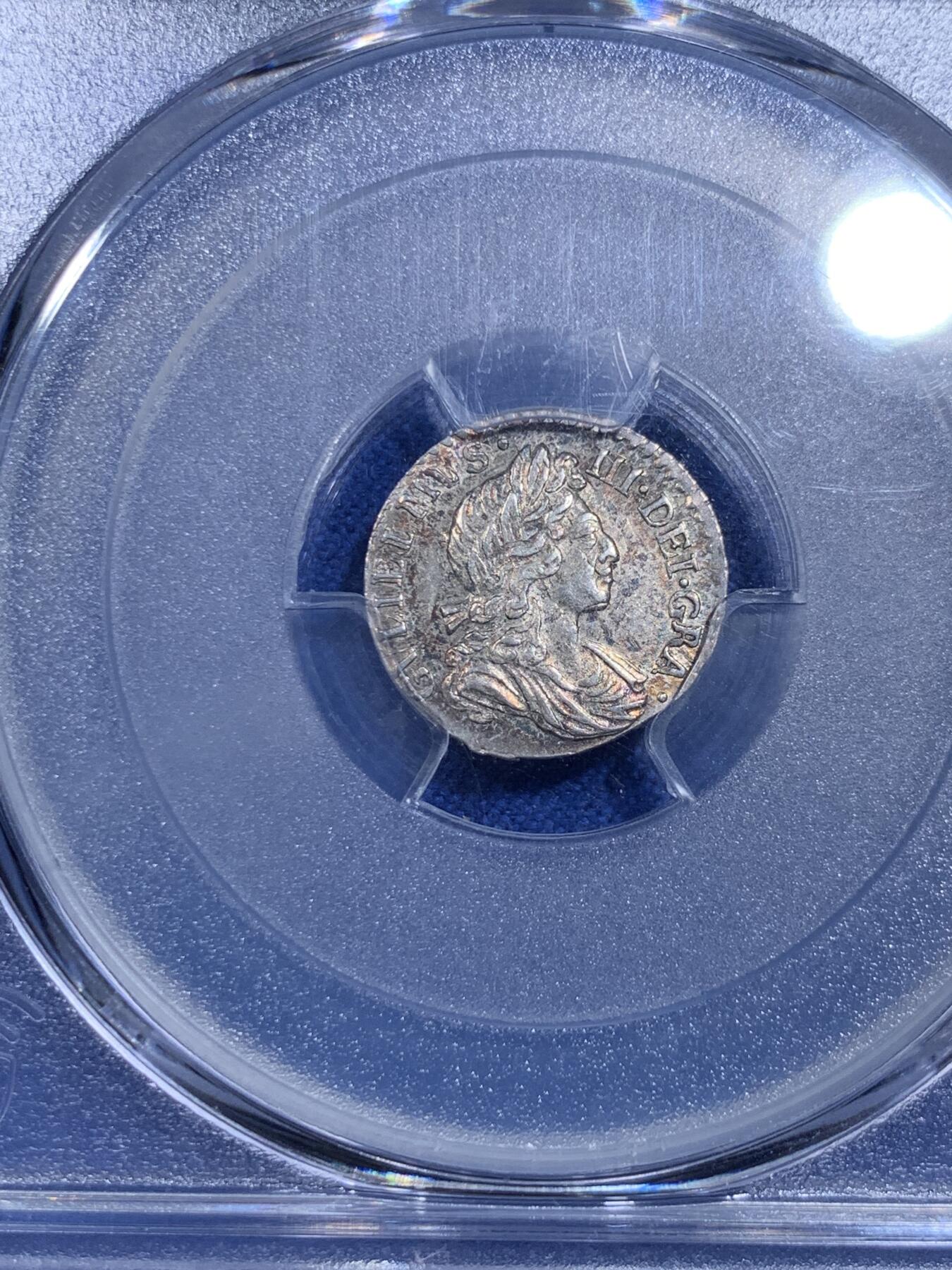 《竞宝斋》第303场   周日，周一 2场连拍 （全场包邮） PCGS UNC 英国 1698年 威廉三世 2便士银币 早期英国银币 少见