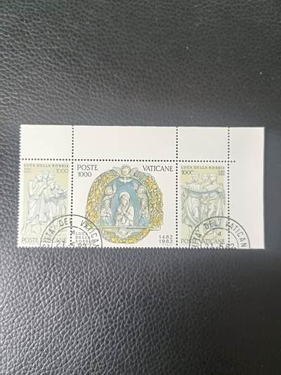 102外国邮票 梵蒂冈1982雕塑家卢卡德拉罗比亚逝世500周年 连票 销票 - 102外国邮票 梵蒂冈1982雕塑家卢卡德拉罗比亚逝世500周年 连票 销票