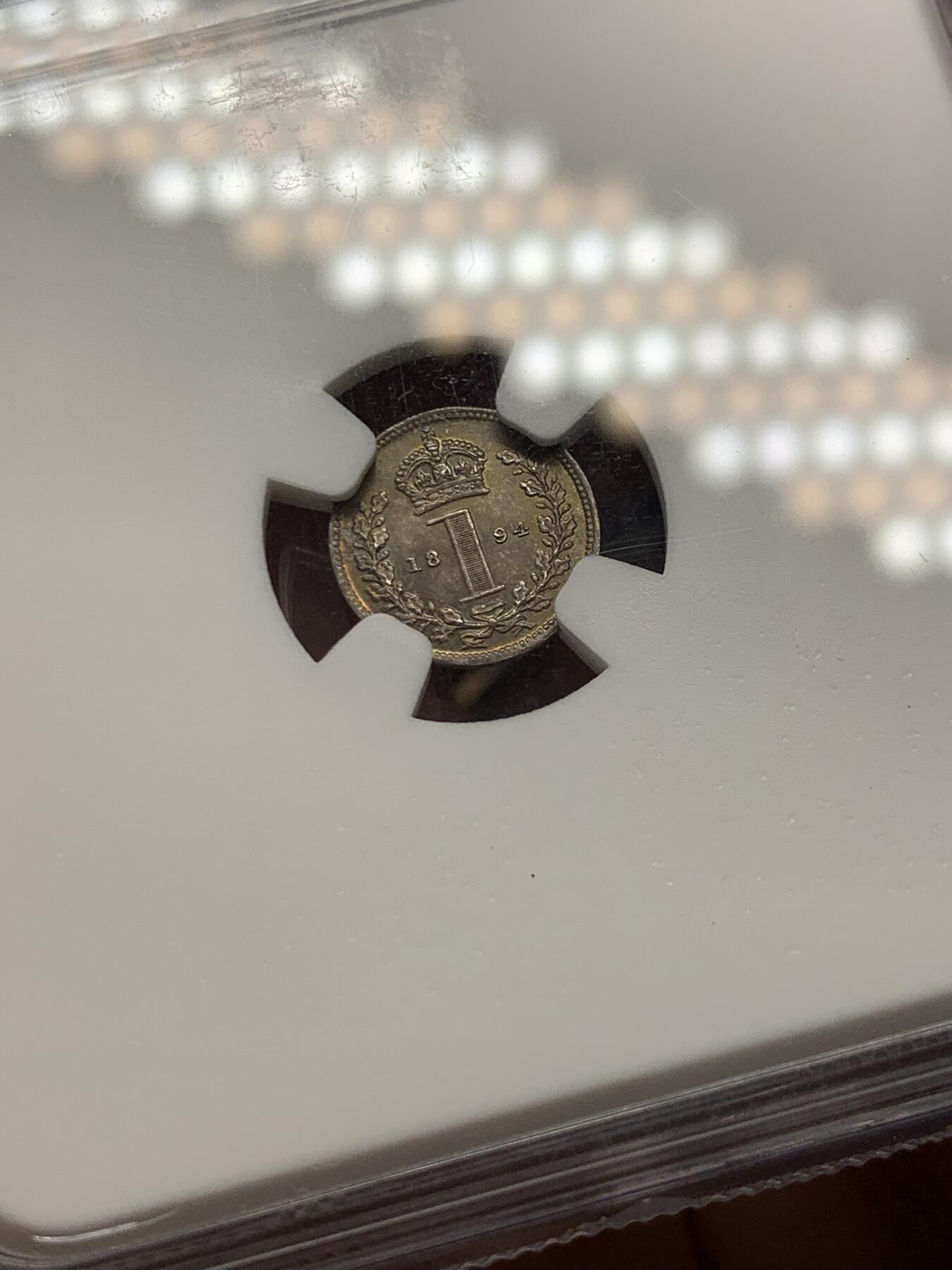 《竞宝斋》第303场   周日，周一 2场连拍 （全场包邮） NGC MS65 英国 1894年 维多利亚 1便士濯足银币 凑版必备