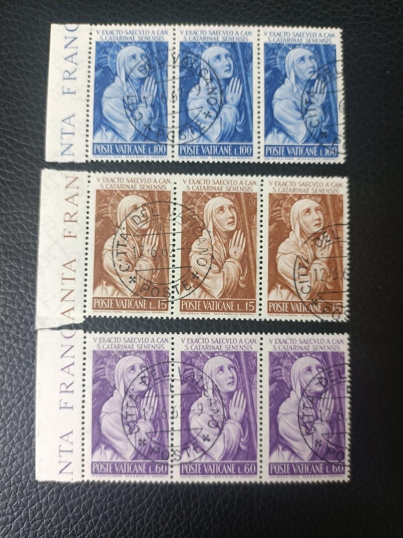 103外国邮票 梵蒂冈1962年教堂壁画邮票 3全 销票 连票 所见即所得