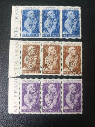 103外国邮票 梵蒂冈1962年教堂壁画邮票 3全 销票 连票 所见即所得 - 103外国邮票 梵蒂冈1962年教堂壁画邮票 3全 销票 连票 所见即所得