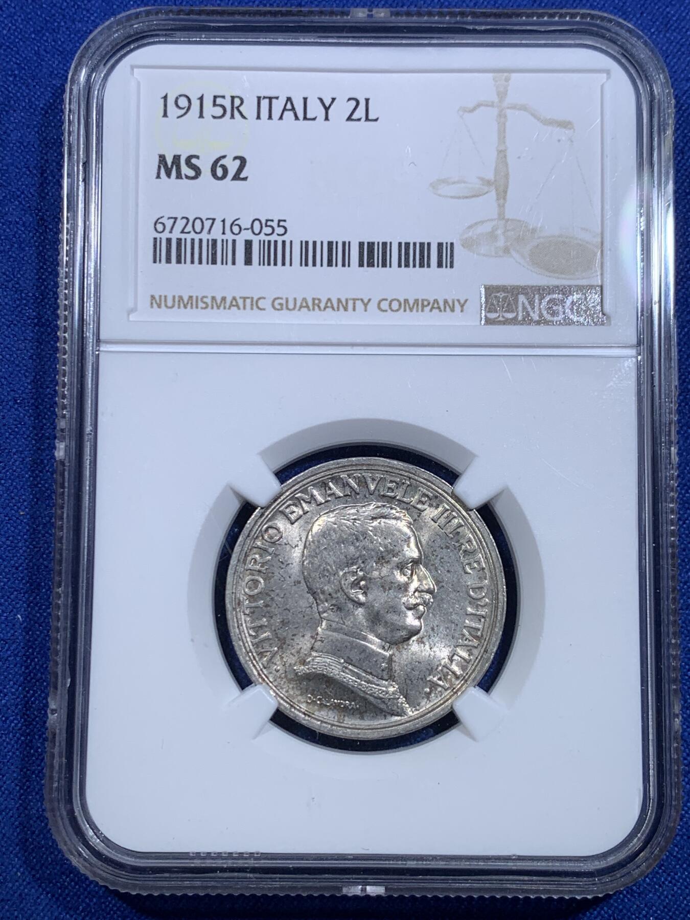 《竞宝斋》第303场   周日，周一 2场连拍 （全场包邮） NGC MS62 意大利1915年四马拉车 经典品种