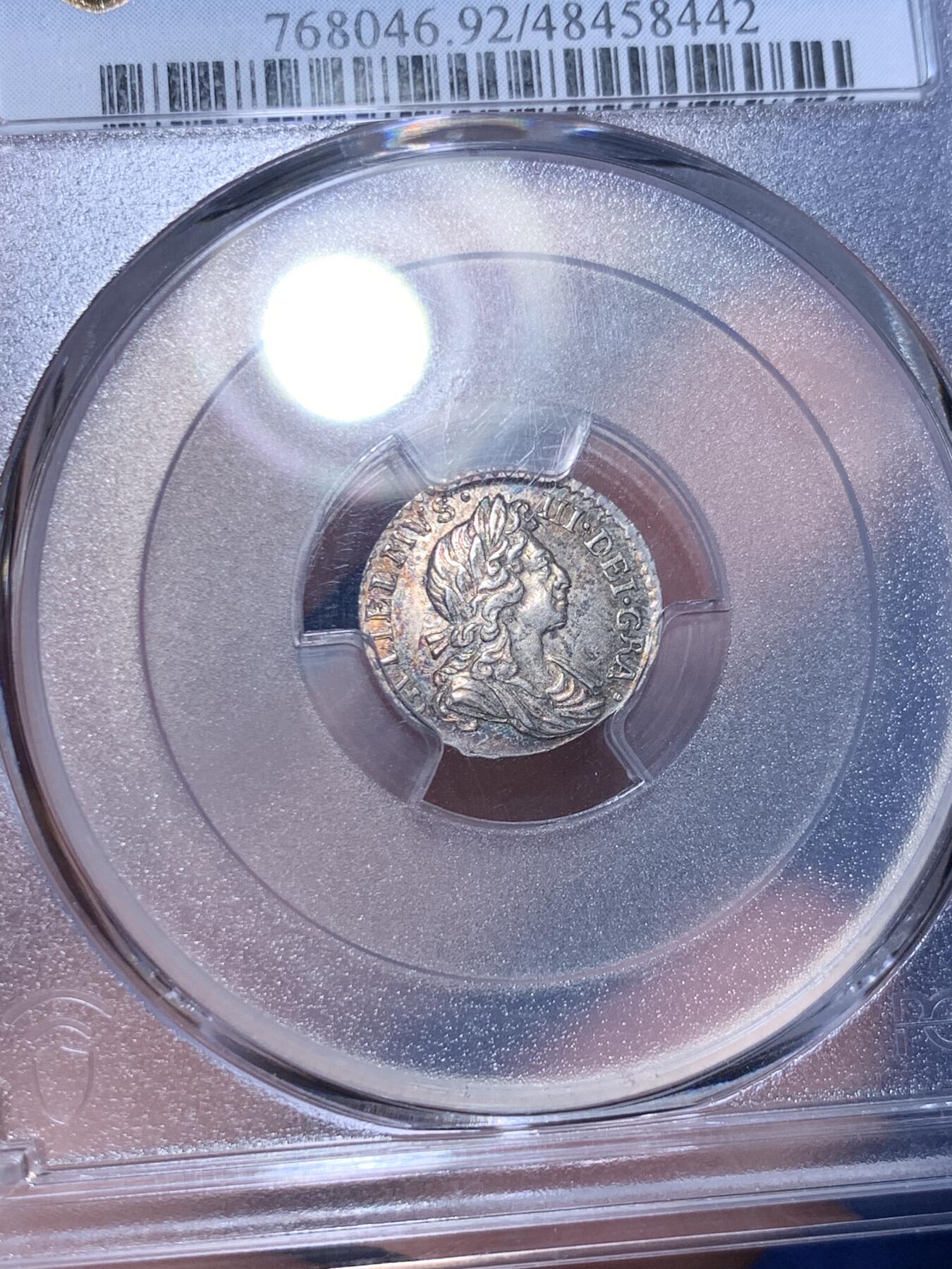 《竞宝斋》第303场   周日，周一 2场连拍 （全场包邮） PCGS UNC 英国 1698年 威廉三世 2便士银币 早期英国银币 少见