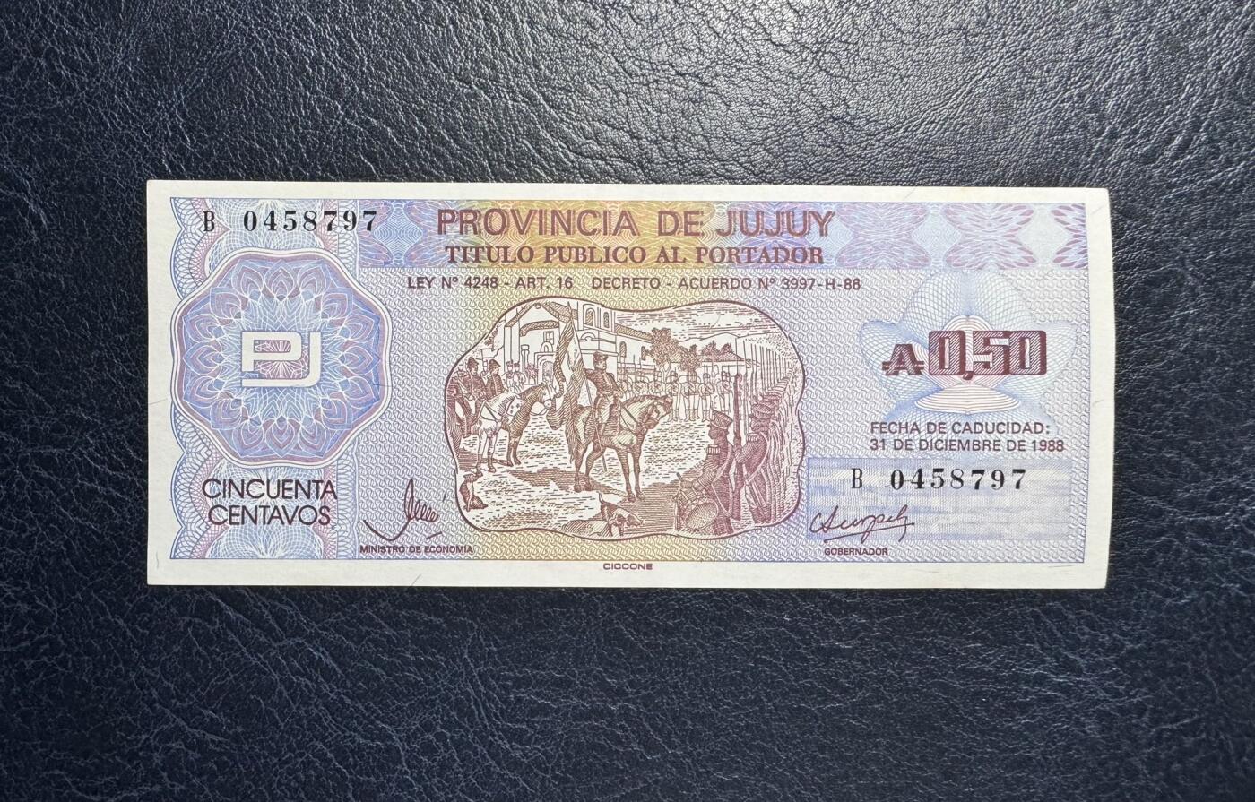 收藏联盟Quantum Auction 第373期拍卖  阿根廷1988年0.5比索紧急币 品相UNC- 