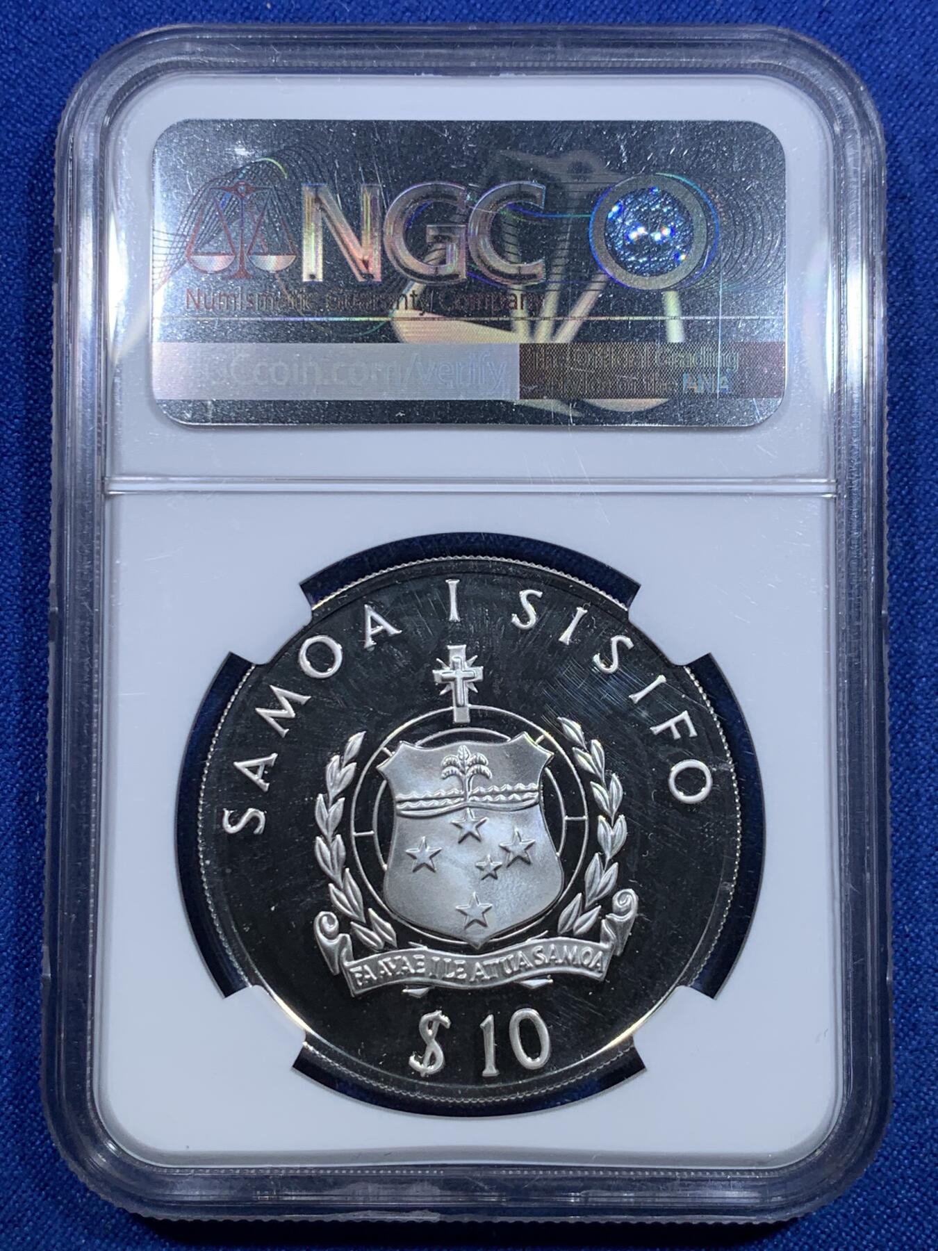 《竞宝斋》第303场   周日，周一 2场连拍 （全场包邮） 亚军分 NGC PF67UC 1994年萨摩亚10塔拉 亚特兰大奥运会跳水项目 925银 31.81克 发行数量50000枚