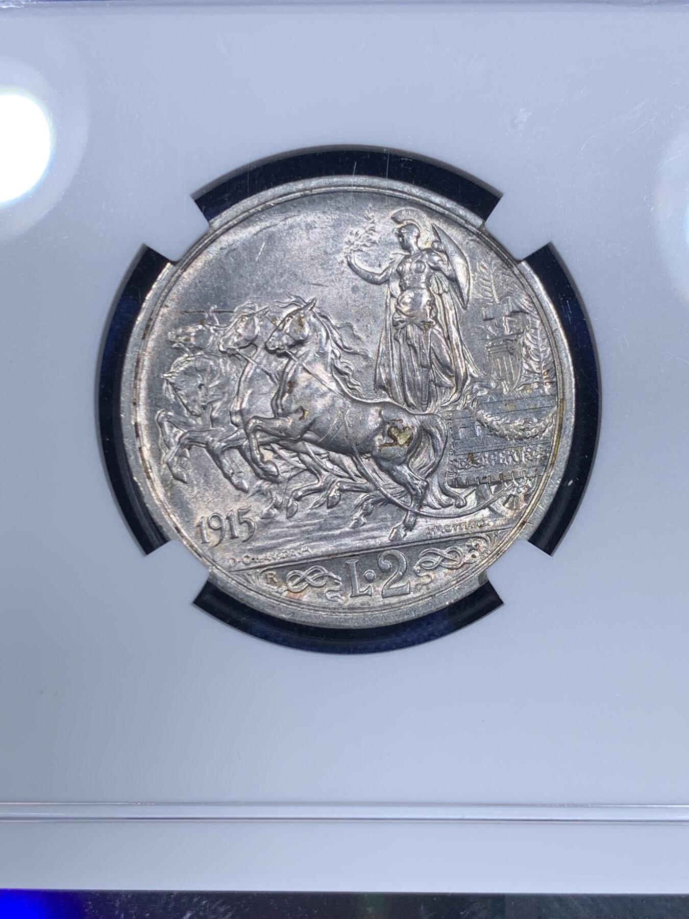 《竞宝斋》第303场   周日，周一 2场连拍 （全场包邮） NGC MS62 意大利1915年四马拉车 经典品种