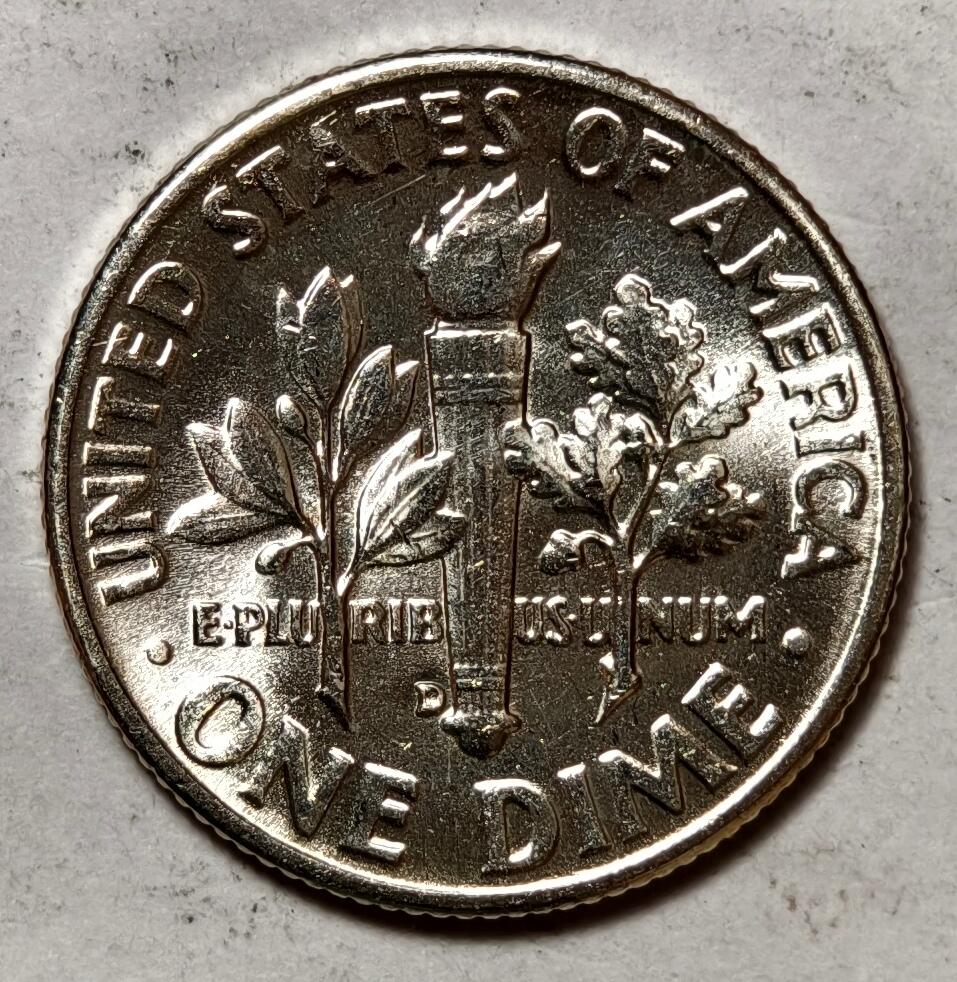 紫瑗钱币——第418期 美国 1955年 D版 罗斯福 10美分 2.5克 0.9银 BU 可评级